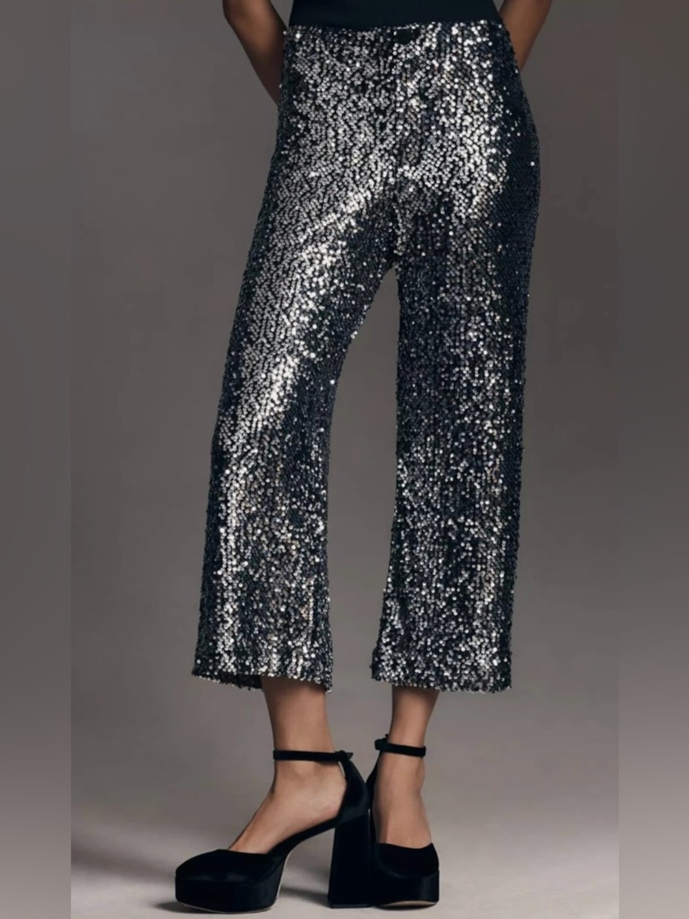 Maeve The Colette Cropped Wide Leg Sequin Pants 28 Petite Party Fancy Waist 30